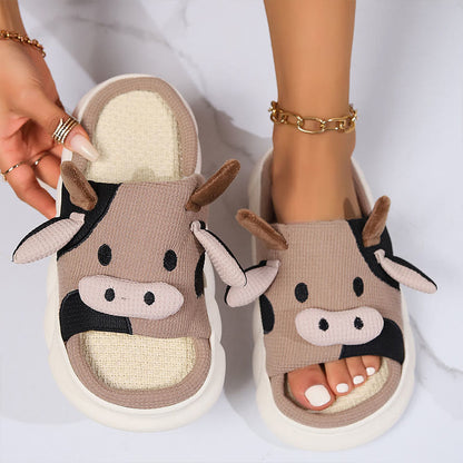 Chaussons patchwork vache grande taille amusants - Café - EU43-44 (US9-10) - image 4