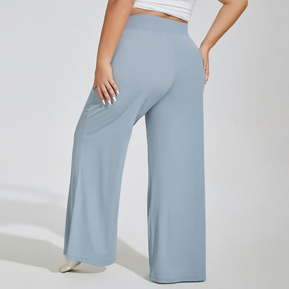 Pantalon de yoga grande taille à taille haute et jambes larges pour le fitness - image 1