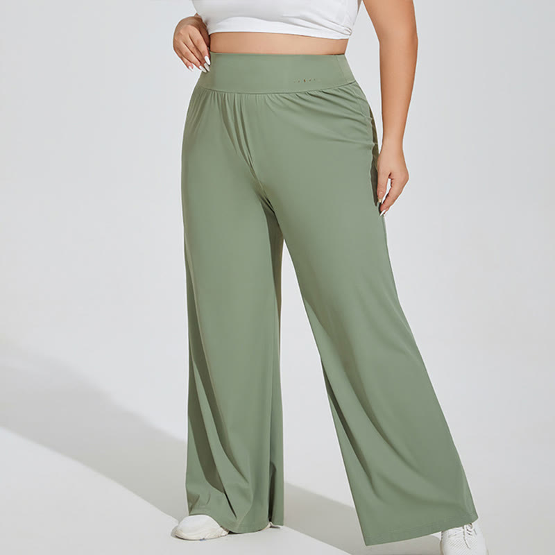 Pantalon de yoga grande taille à taille haute et jambes larges pour le fitness - image 3