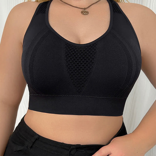 Soutien-gorge de sport transparent sans armatures grande taille à dos creux
