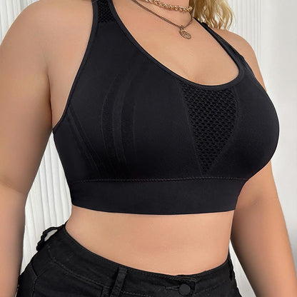 Soutien-gorge de sport transparent sans armatures grande taille à dos creux