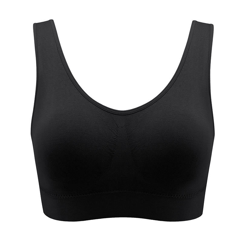 Soutien-gorge de sport respirant sans armatures grande taille - Noir - 5XL - image 1