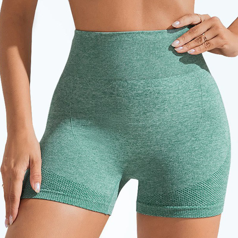 Short de yoga sans coutures, taille haute et élastique - Vert - 4XL - image 0