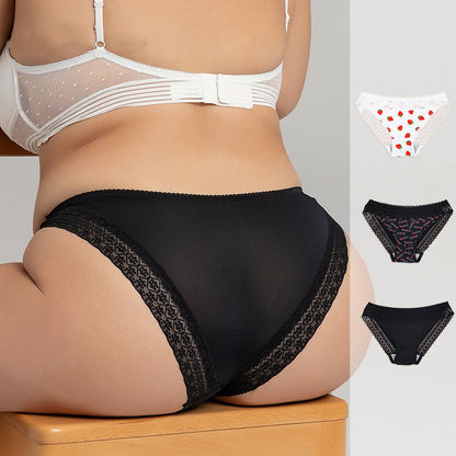 Culotte taille basse en dentelle à imprimé cœur et fraise (lot de 2)