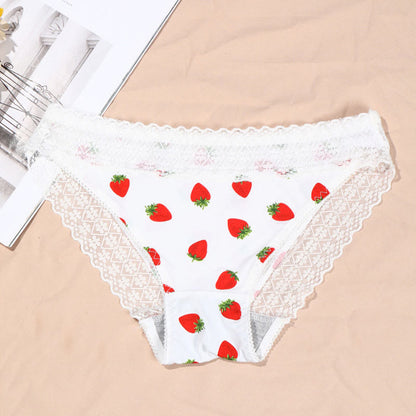 Culotte taille basse en dentelle à imprimé cœur et fraise (lot de 2)