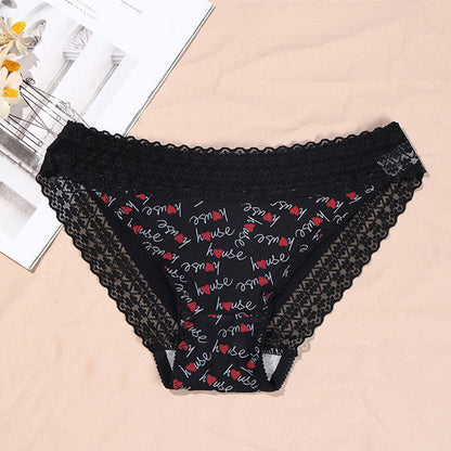 Culotte taille basse en dentelle à imprimé cœur et fraise (lot de 2)