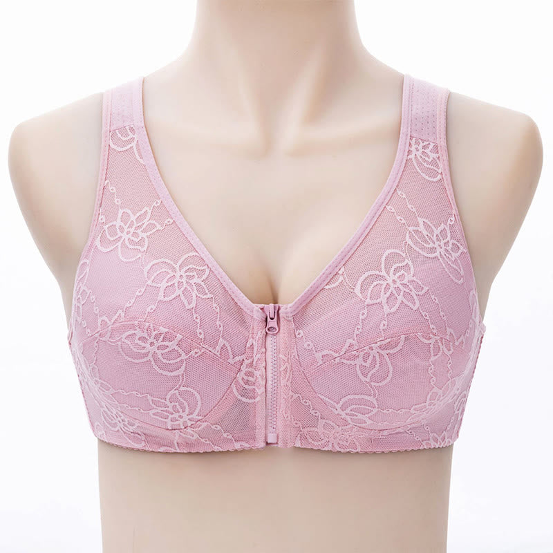 Soutien-gorge débardeur zippé en dentelle fine grande taille