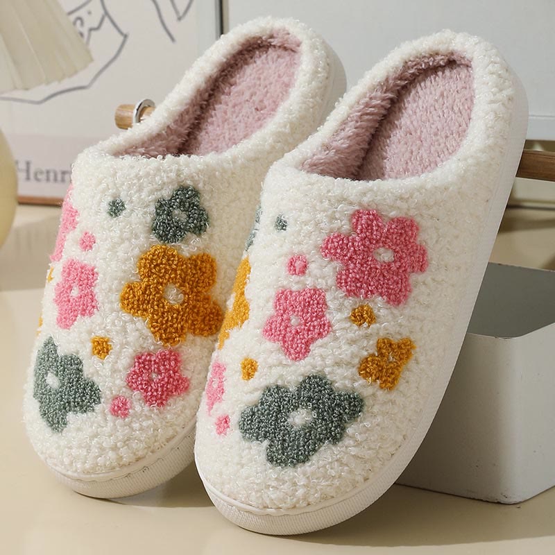 Chaussons adorables à fleurs vibrantes grande taille - Beige - EU43-44 (US9-10) - image 5