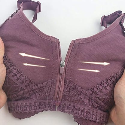 Soutien-gorge sans armatures à fermeture éclair sur le devant grande taille
