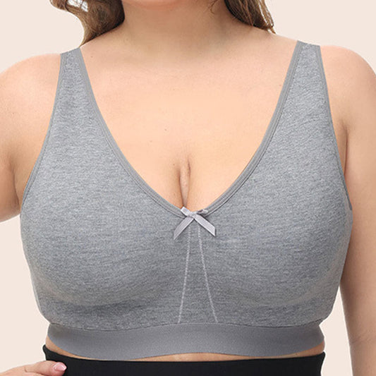 Soutien-gorge sans coutures en coton sans armatures - Gris - 52 - E - image 0