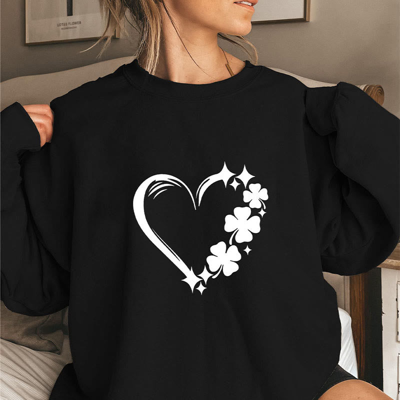 Sweat-shirt trèfle à quatre feuilles grande taille - Noir - 3XL - image 2