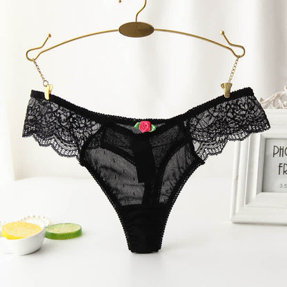 String sexy en dentelle rose grande taille (lot de 3)