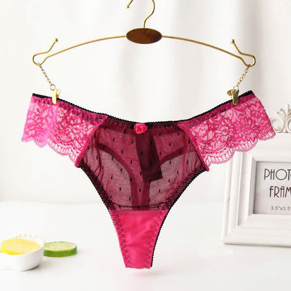 String sexy en dentelle rose grande taille (lot de 3)