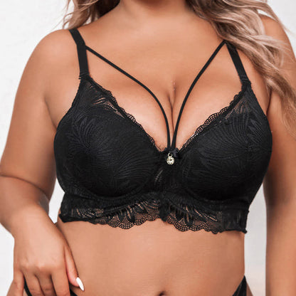 Soutien-gorge push-up à armatures en dentelle grande taille