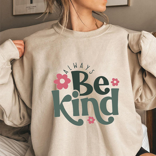Sweat-shirt grande taille « Soyez toujours gentil » - Kaki - 3XL - image 0