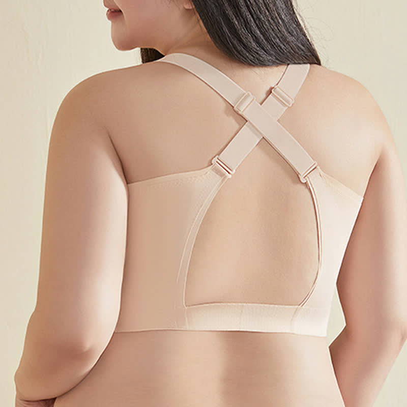 Soutien-gorge sans armatures grande taille à bretelles croisées dans le dos sans coutures