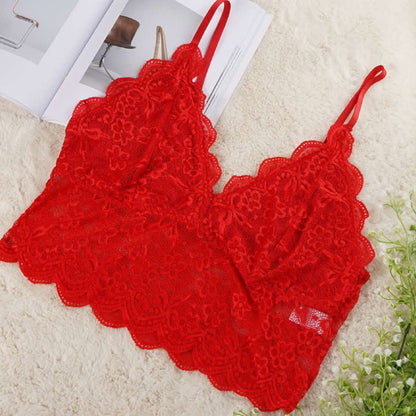 Soutien-gorge sexy grande taille en dentelle française à bretelles serrées sans armatures