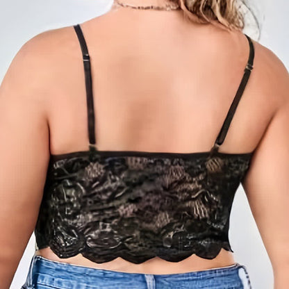 Soutien-gorge sans armatures en dentelle française sexy, moulant et à bretelles - image 1