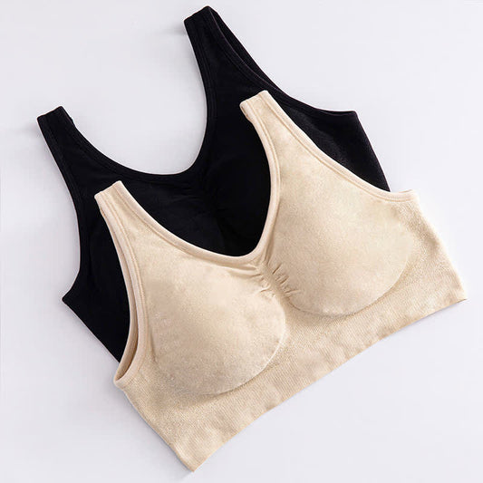 Soutien-gorge sans armatures en soie brillante de couleur unie grande taille