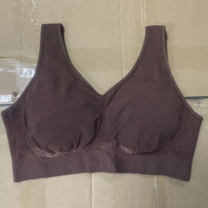 Soutien-gorge sans armatures en soie brillante de couleur unie grande taille