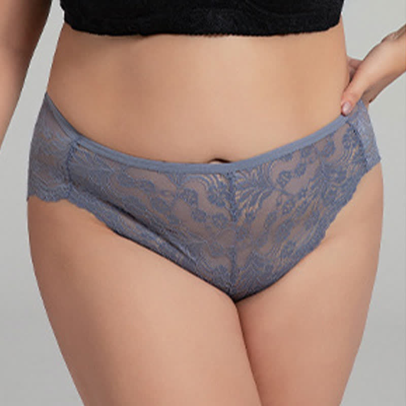 Culottes sexy taille haute en dentelle semi-transparente grande taille (lot de 3)
