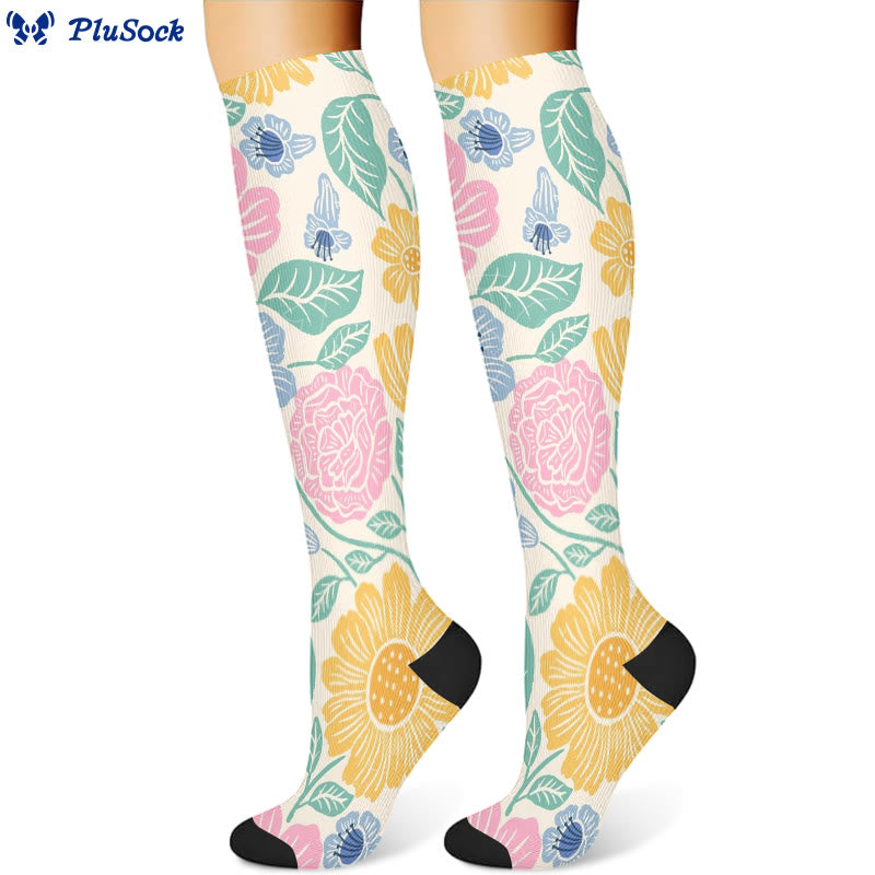 Chaussettes de compression à fleurs (3 paires) - image 4