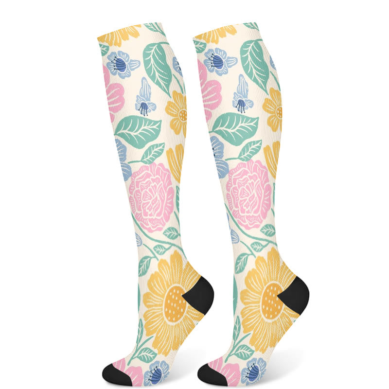 Chaussettes de compression à fleurs (3 paires) - A (1 paire) - S/M - image 7