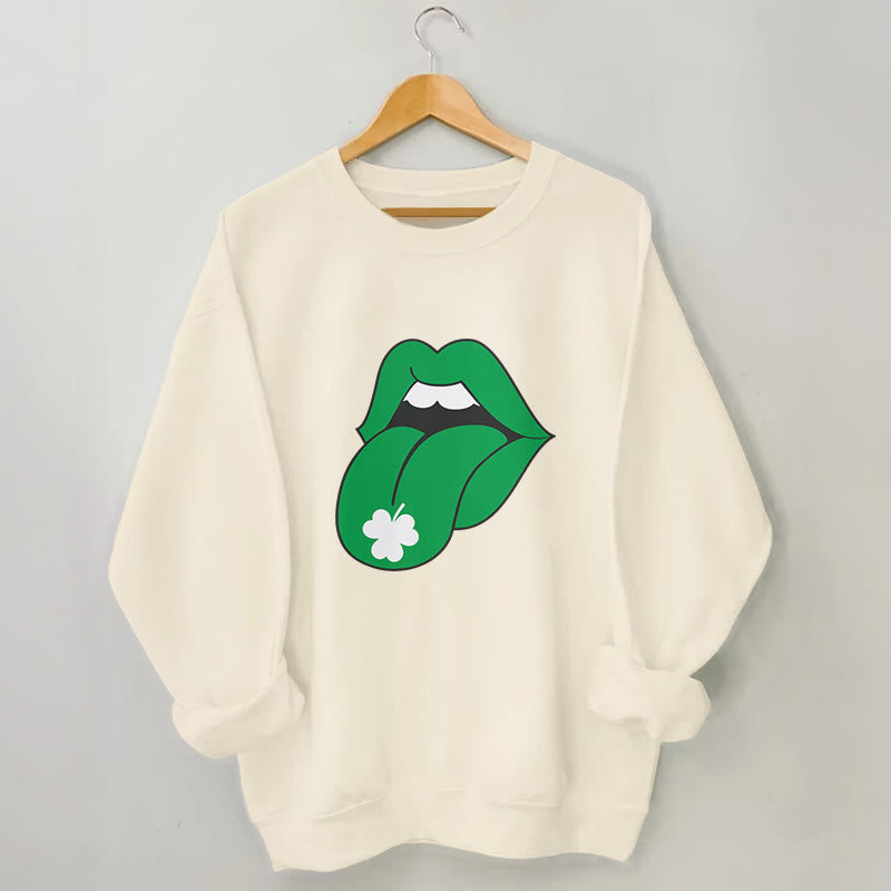 Sweat-shirt à lèvres vertes grande taille