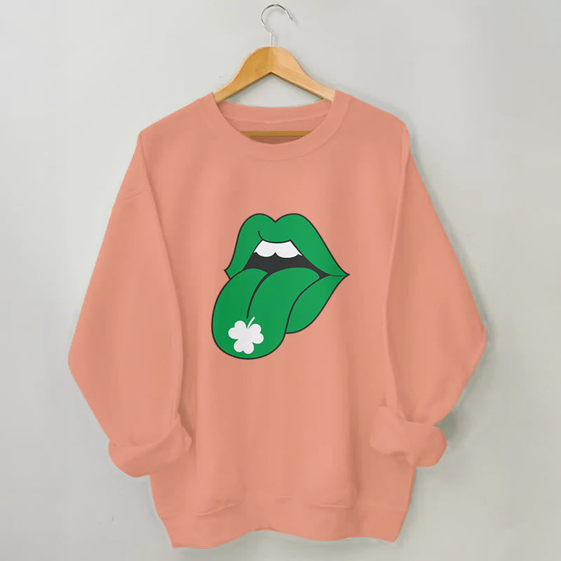 Sweat-shirt à lèvres vertes grande taille