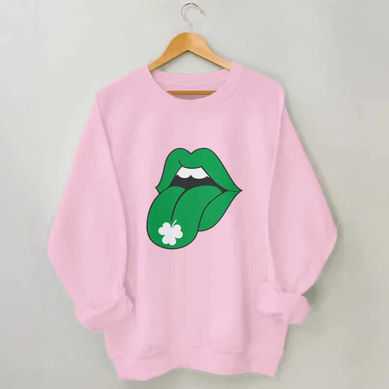 Sweat-shirt à lèvres vertes grande taille - Rose - 3XL - image 4