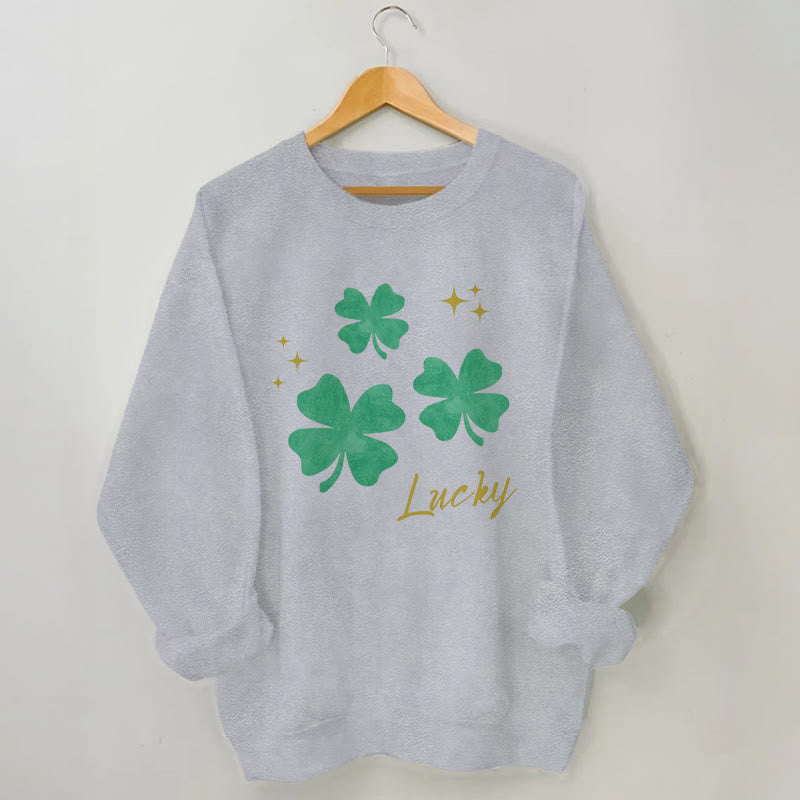 Sweat-shirt trèfle à quatre feuilles grande taille - Gris - 3XL - image 1