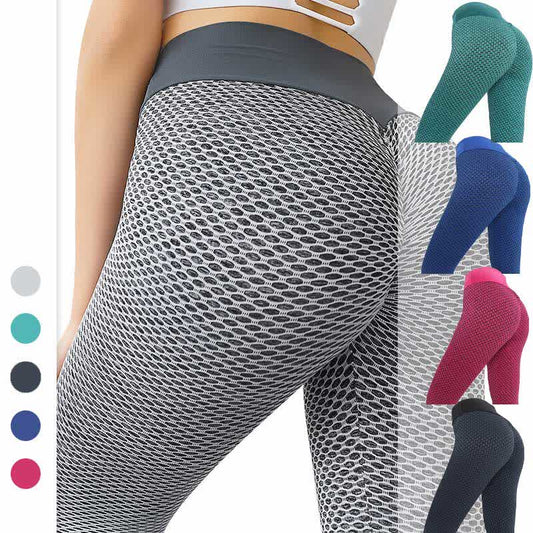 Legging de yoga et fitness taille haute à motif nid d'abeille - image 0