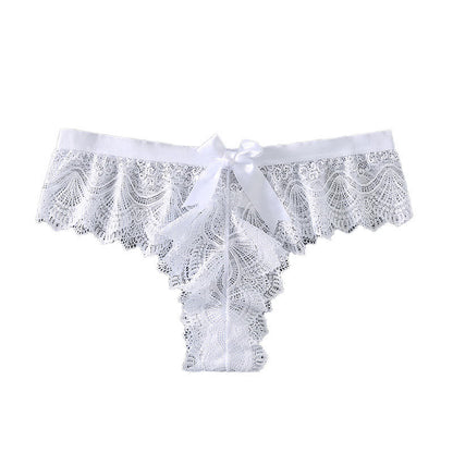 String sexy taille basse en dentelle avec nœud papillon (lot de 3) - Blanc - XL - image 8