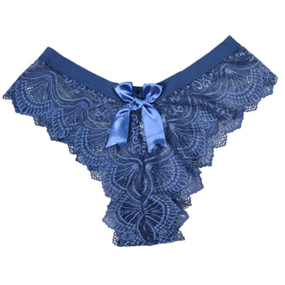 String sexy taille basse en dentelle avec nœud papillon (lot de 3) - Bleu marine - XL - image 10