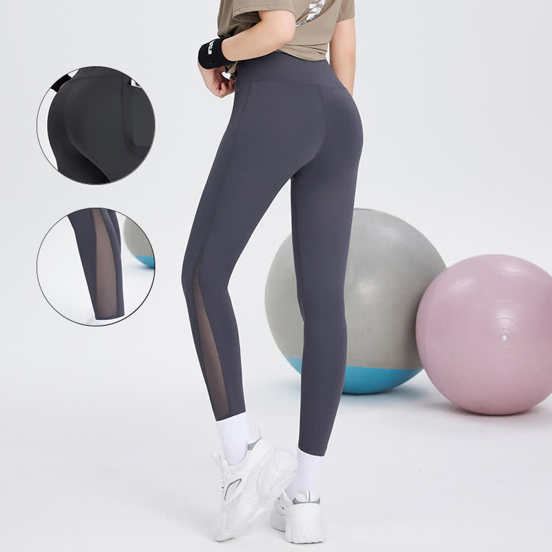 Legging de yoga grande taille à taille haute et coutures en maille - image 0