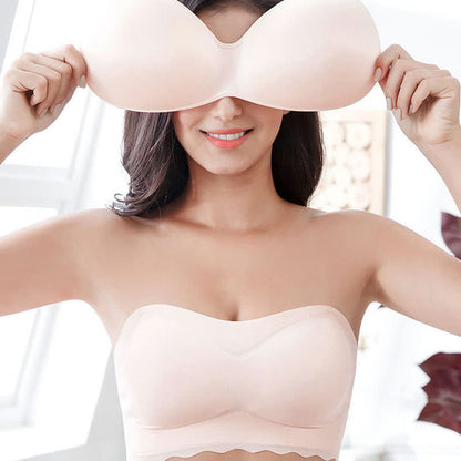 Soutien-gorge push-up sans bretelles grande taille, antidérapant et sans armatures