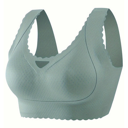 Soutien-gorge push-up sans armatures à bords ondulés et sans coutures grande taille