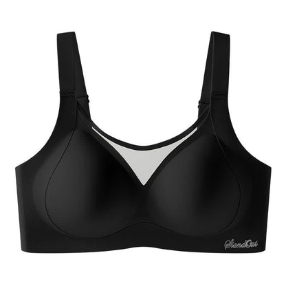 Soutien-gorge sans armatures grande taille, couleur unie, coutures en maille, sans coutures