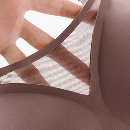 Soutien-gorge sans armatures grande taille, couleur unie, coutures en maille, sans coutures