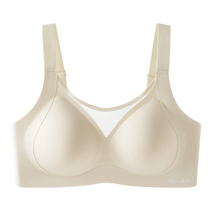 Soutien-gorge sans armatures grande taille, couleur unie, coutures en maille, sans coutures
