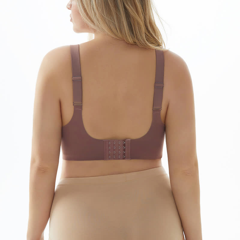 Soutien-gorge sans armatures grande taille, couleur unie, coutures en maille, sans coutures