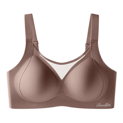 Soutien-gorge sans armatures grande taille, couleur unie, coutures en maille, sans coutures