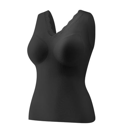 Débardeur rembourré sans armatures à col en dentelle grande taille