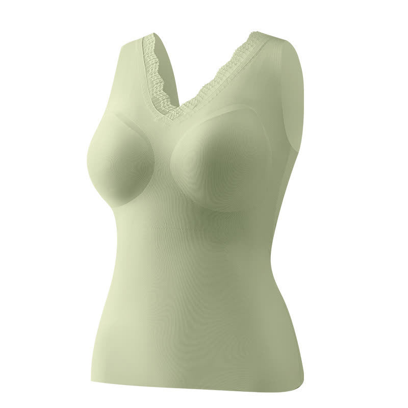 Débardeur rembourré sans armatures à col en dentelle grande taille