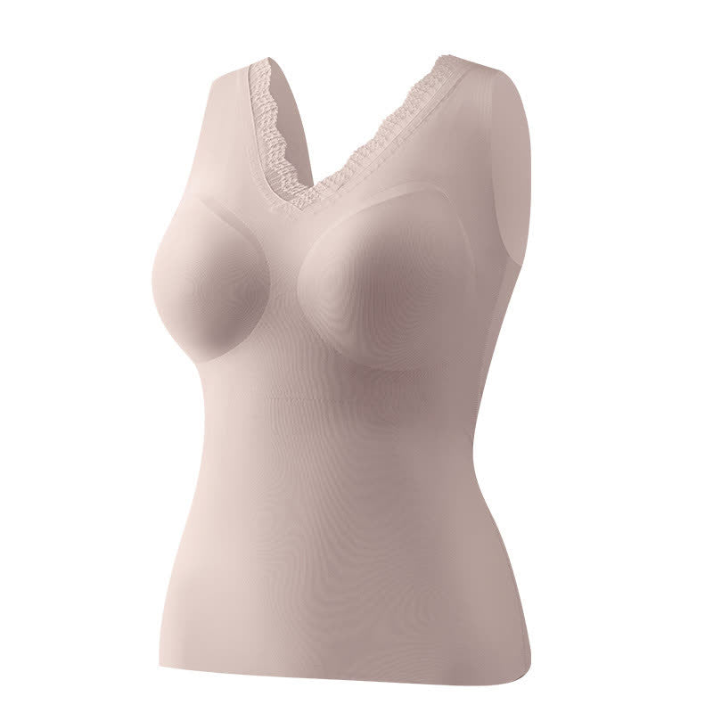 Débardeur rembourré sans armatures à col en dentelle grande taille