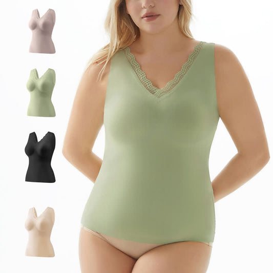 Débardeur rembourré sans armatures à col en dentelle grande taille