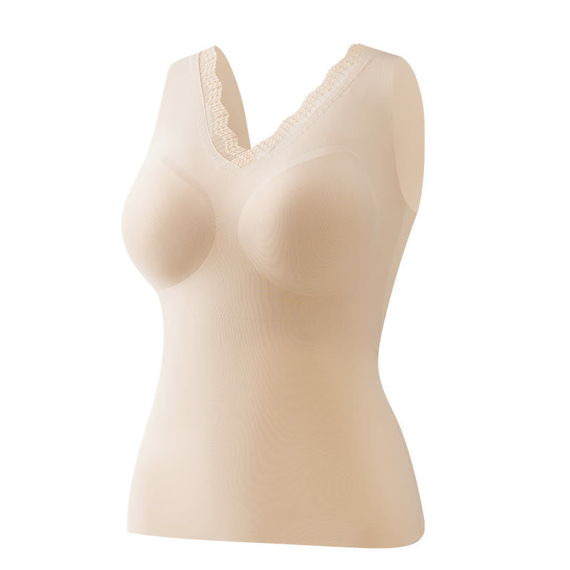 Débardeur rembourré sans armatures à col en dentelle grande taille