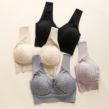 Soutien-gorge sans armatures en dentelle grande taille sans coutures