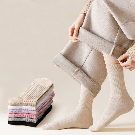 Chaussettes décontractées en coton de couleur unie (6 paires)
