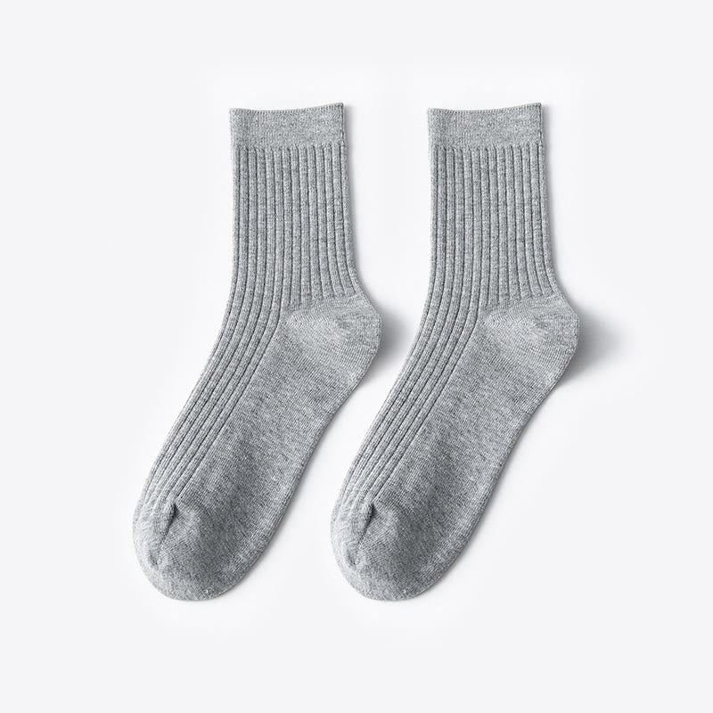 Chaussettes décontractées en coton de couleur unie (6 paires) - Gris - EU37-40 (US4-7) - image 5